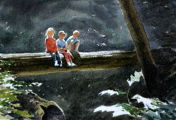 The kids taking a break from playing in Muir woods, California, 2012. Muir Woods