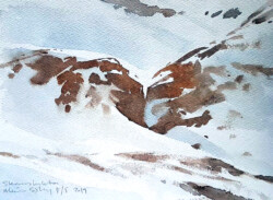 A frozen waterfall in Skansbukta. May 8th, 2019. © The IK Workshop Society at www.ikfoundation.org. Frozen waterfall